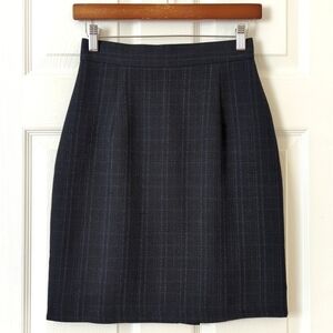 Diane K. 80's Vintage Preppy Plaid High Waisted A-Line Mini Skirt Navy Green 5